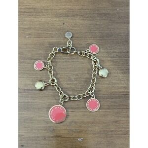 Marc By Marc Jacobs Bracelet Pink Red‎ Gold Tone Enamel Bangle Bolt Charm Link